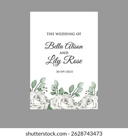 Convite de casamento cartão floral obrigado, rsvp cartão moderno Design em folha e flor água cor textura decorativa Vetor .