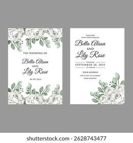 Convite de casamento cartão floral obrigado, rsvp cartão moderno Design em folha e flor água cor textura decorativa Vetor .