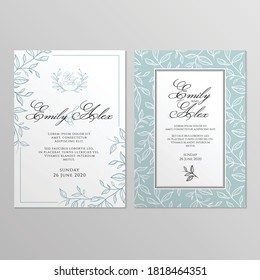 Wedding invitation card with floral ornament. Botanical gold ornament. Vector illustration.