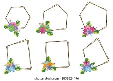 Wedding Invitation Card with Floral Ornament and decoration with colorful plant and blossom concept