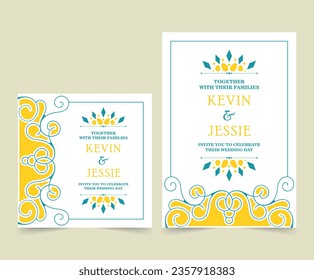 wedding invitation card with floral pattern