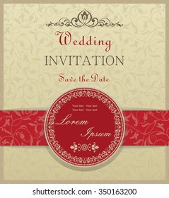 Wedding invitation card with floral pattern