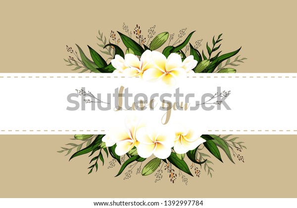 Wedding Invitation Card Floral Plumeria Bouquet Stock Vector