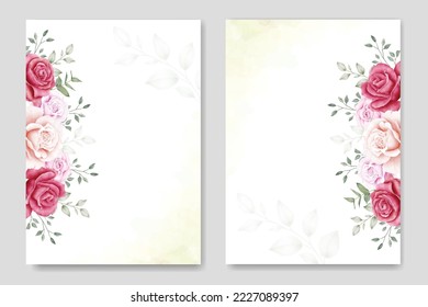 Wedding Invitation Card with Floral Rose Template