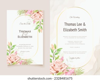 Diseño de vectores florales de tarjetas de invitación de boda