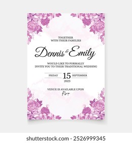 Wedding Invitation Card with Floral Watercolor. Illustrator and designer. Wedding Invites, save the date, Birthday Invites, Video Invites, E-Cards.