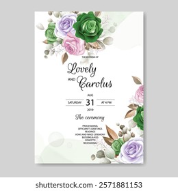 Wedding Invitation Card with Floral Watercolor Template. Illustrator and designer. Wedding Invites, save the date, Birthday Invites, Video Invites, E-Cards.