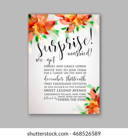 Wedding invitation or card with floral wreath