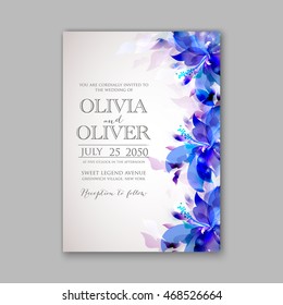 Wedding invitation or card with floral wreath