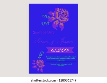 wedding invitation card flower frame proton purple