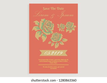 wedding invitation card flower frame plastic pink