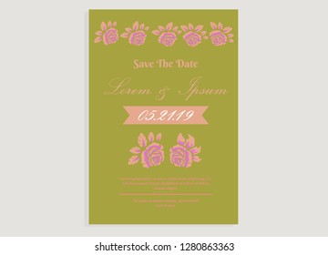 wedding invitation card flower frame plastic pink