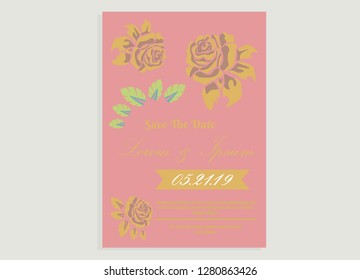 wedding invitation card flower frame plastic pink