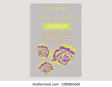 wedding invitation card flower frame ufo green