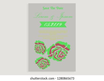 wedding invitation card flower frame ufo green