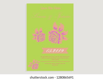 wedding invitation card flower frame ufo green