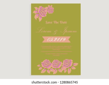 wedding invitation card flower frame ufo green