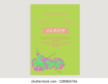 wedding invitation card flower frame ufo green