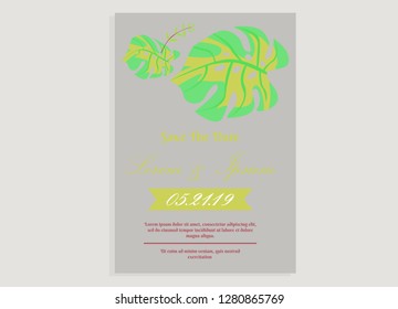 wedding invitation card flower frame ufo green