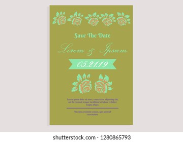 wedding invitation card flower frame ufo green