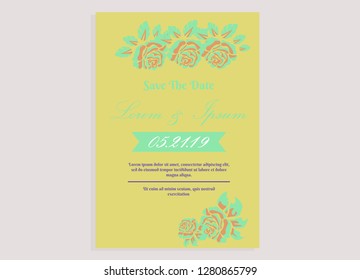 wedding invitation card flower frame ufo green