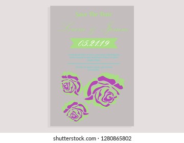 wedding invitation card flower frame ufo green