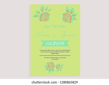 wedding invitation card flower frame ufo green