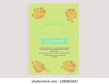 wedding invitation card flower frame ufo green