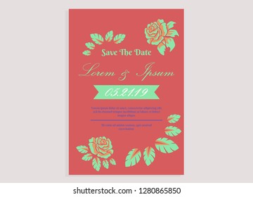 wedding invitation card flower frame ufo green