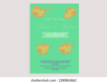 wedding invitation card flower frame ufo green