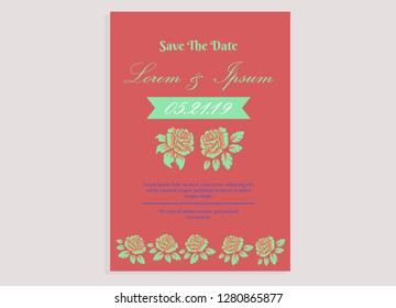 wedding invitation card flower frame ufo green