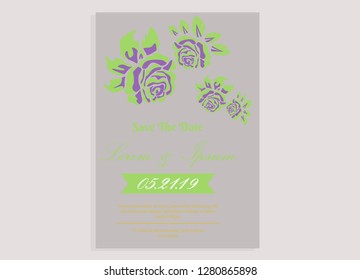 wedding invitation card flower frame ufo green