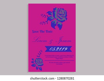 wedding invitation card flower frame plastic pink