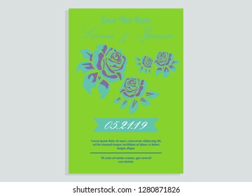 wedding invitation card flower frame ufo green