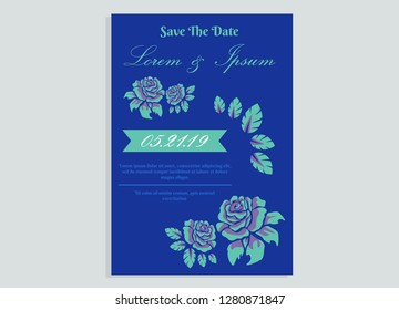 wedding invitation card flower frame ufo green