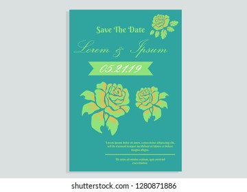 wedding invitation card flower frame ufo green