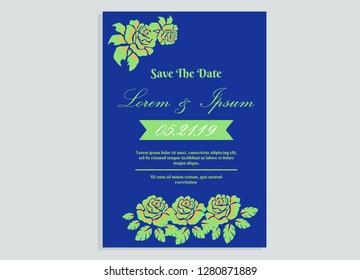 wedding invitation card flower frame ufo green
