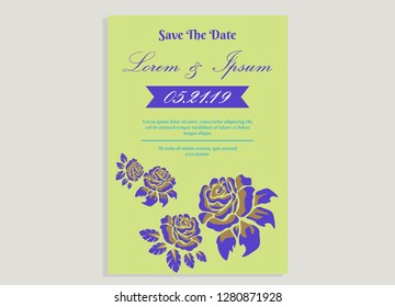 wedding invitation card flower frame ufo green