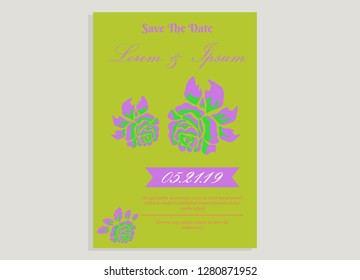 wedding invitation card flower frame ufo green