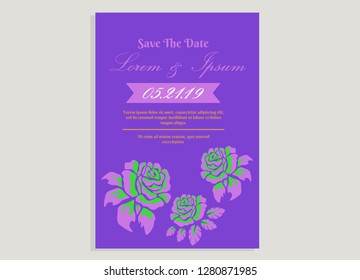 wedding invitation card flower frame ufo green