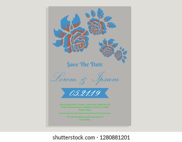 wedding invitation card flower frame proton purple
