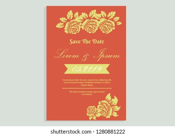 wedding invitation card flower frame proton purple