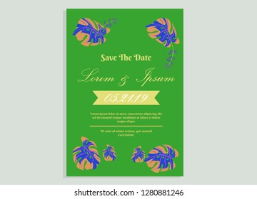 wedding invitation card flower frame proton purple