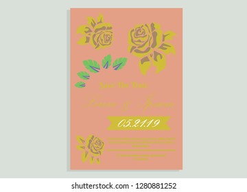 wedding invitation card flower frame proton purple