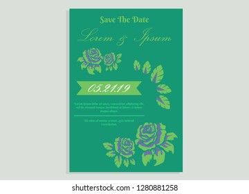 wedding invitation card flower frame proton purple