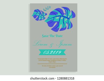 wedding invitation card flower frame proton purple