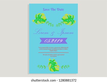 wedding invitation card flower frame proton purple