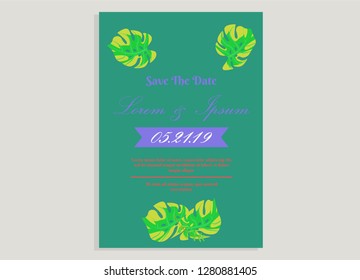 wedding invitation card flower frame proton purple