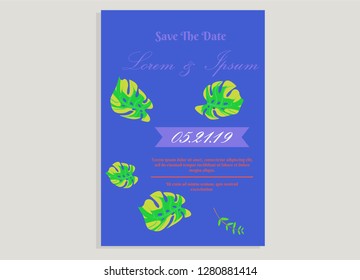 wedding invitation card flower frame proton purple