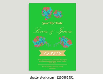 wedding invitation card flower frame plastic pink